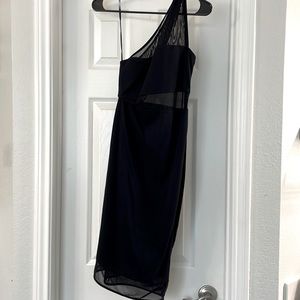 Asymmetrical Mesh Cutout Cocktail Dress